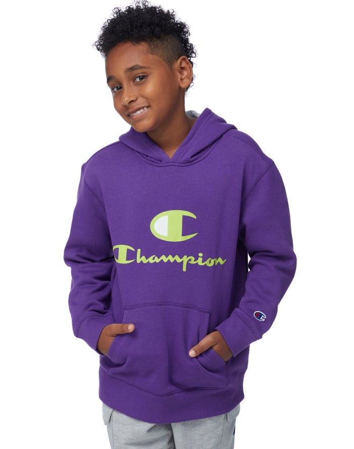 Sudadera Con Capucha Champion Niño - Fleece C + Script Logos ( Moradas ) 6937148-MH